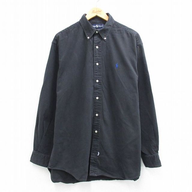 ラルフローレン 90s 長袖シャツ ワンポイントロゴ ブラック XL | 古着