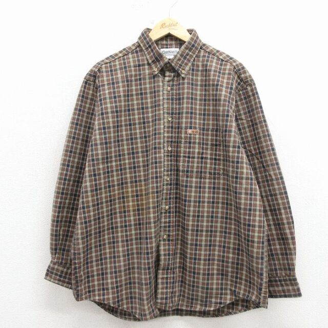 カーハート 長袖シャツ ベージュチェック XL | 古着