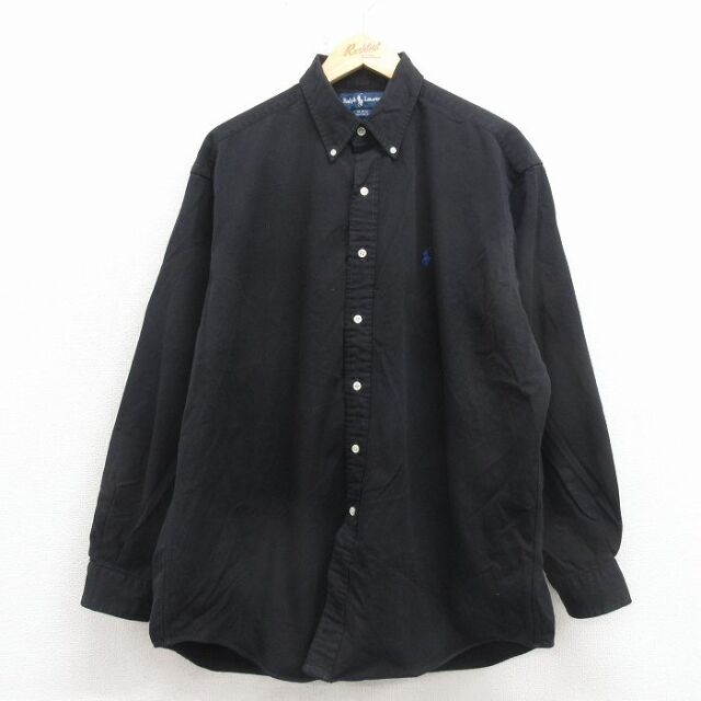 ラルフローレン 90s 長袖シャツ ワンポイント ブラック XL | 古着