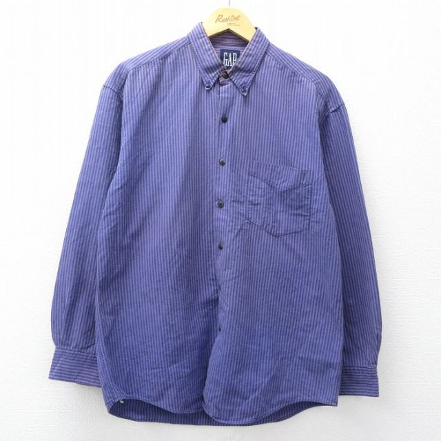 ギャップ 90s 長袖シャツ ストライプ パープル L | 古着