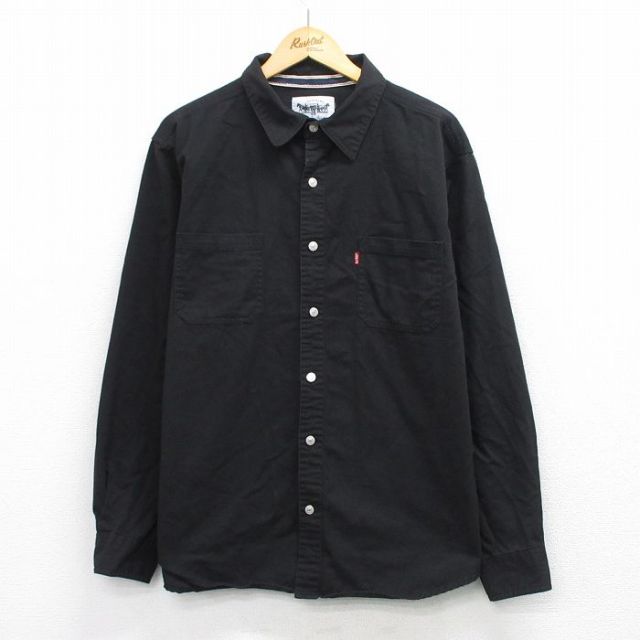 XL★古着 リーバイス Levis 長袖 ブランド シャツ メンズ 大きいサイズ コットン 黒 26mar18