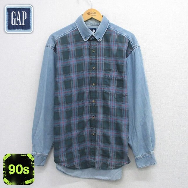 【20%OFF】ギャップ 90s 長袖シャツ ネイビーチェック L | 古着