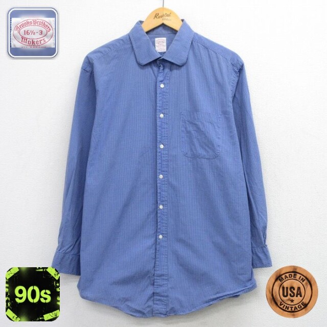 【20%OFF】ブルックスブラザーズ 90s 長袖シャツ ネイビーチェック XL | 古着