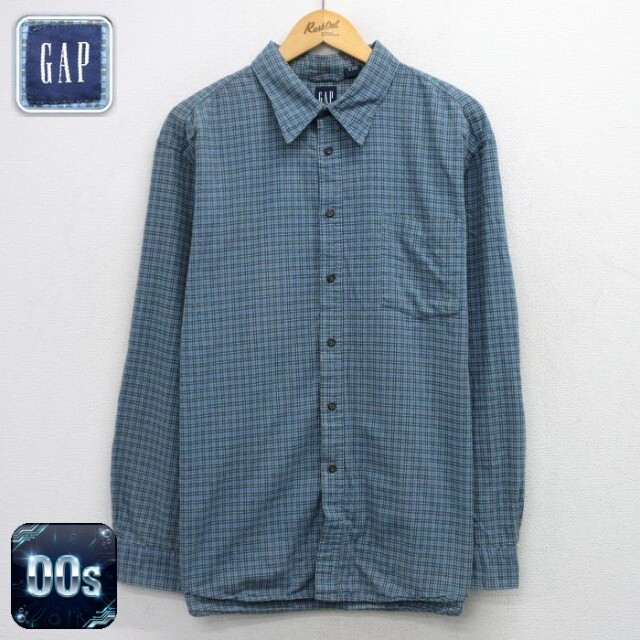【20%OFF】ギャップ 00s 長袖シャツ ネイビーチェック XL | 古着