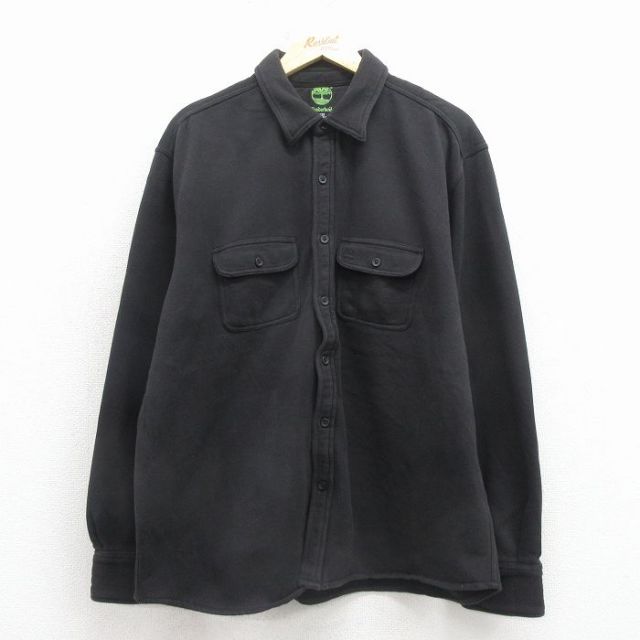 ティンバーランド 長袖シャツ ワンポイントロゴ ブラック XL | 古着