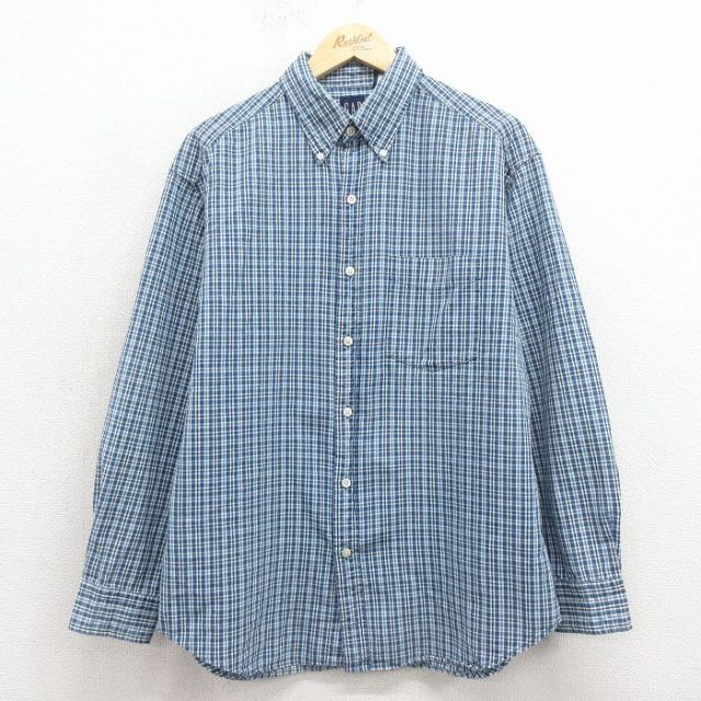 ギャップ 00s 長袖シャツ ネイビーチェック メンズL相当 | 古着
