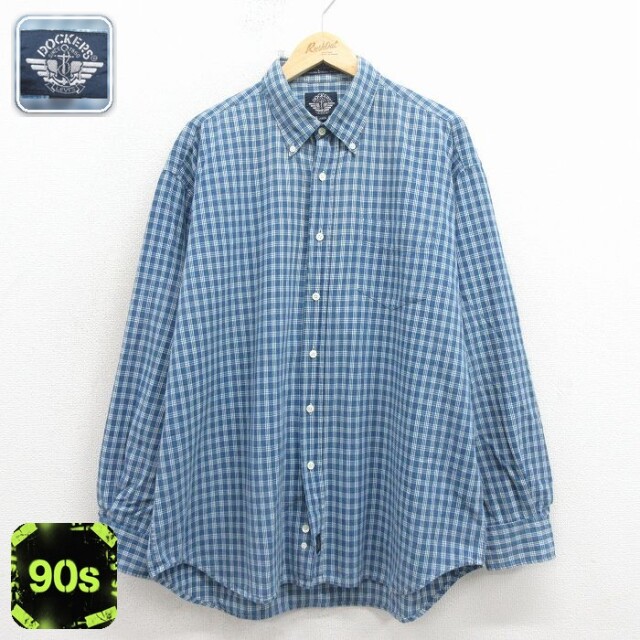 【20%OFF】ドッカーズ 90s 長袖シャツ ネイビーチェック メンズXL相当 | 古着