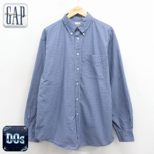 【20%OFF】ギャップ 00s 長袖シャツ ブルーチェック メンズXL相当 | 古着