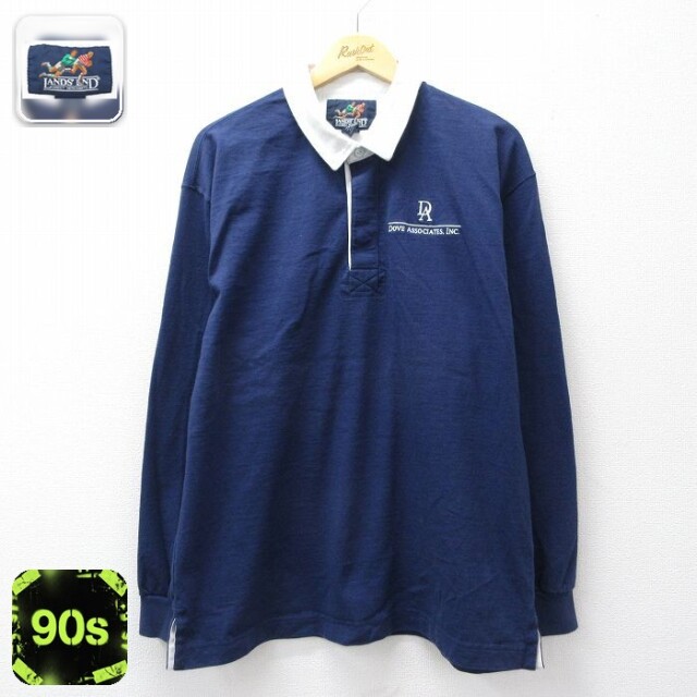 【20%OFF】ランズエンド 90s 長袖ラガーシャツ DA ネイビー メンズL相当 | 古着