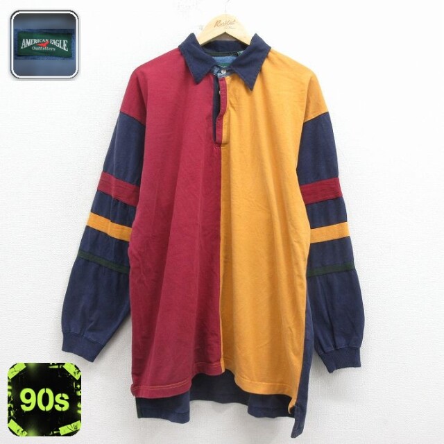 【20%OFF】アメリカンイーグル 90s ラガーシャツ マルチカラー メンズXL相当 | 古着