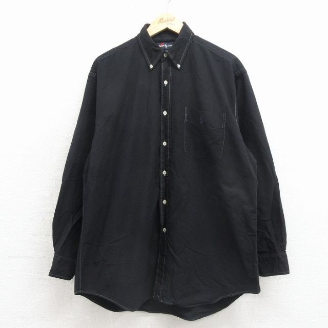 ラルフローレン 90s 長袖シャツ ワンポイントロゴ ブラック メンズXL相当 | 古着