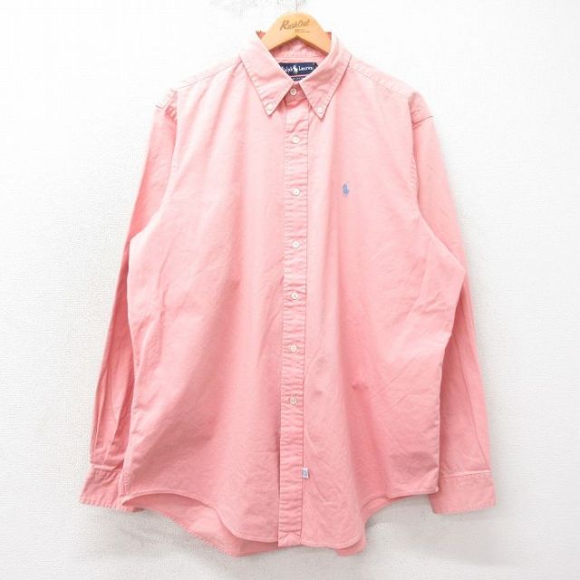 ラルフローレン 90s 長袖シャツ ワンポイントロゴ ピンク XL | 古着