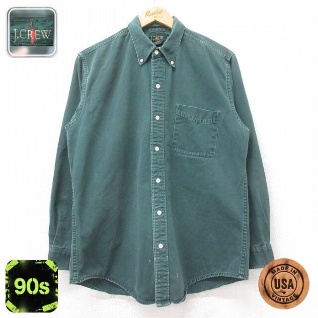 【20%OFF】ジェイクルー 90s 長袖シャツ ダークグリーン メンズL相当 | 古着