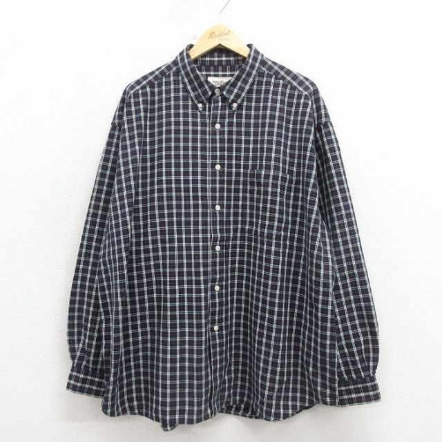 エディーバウアー 00s 長袖シャツ ネイビーチェック メンズXL相当 | 古着