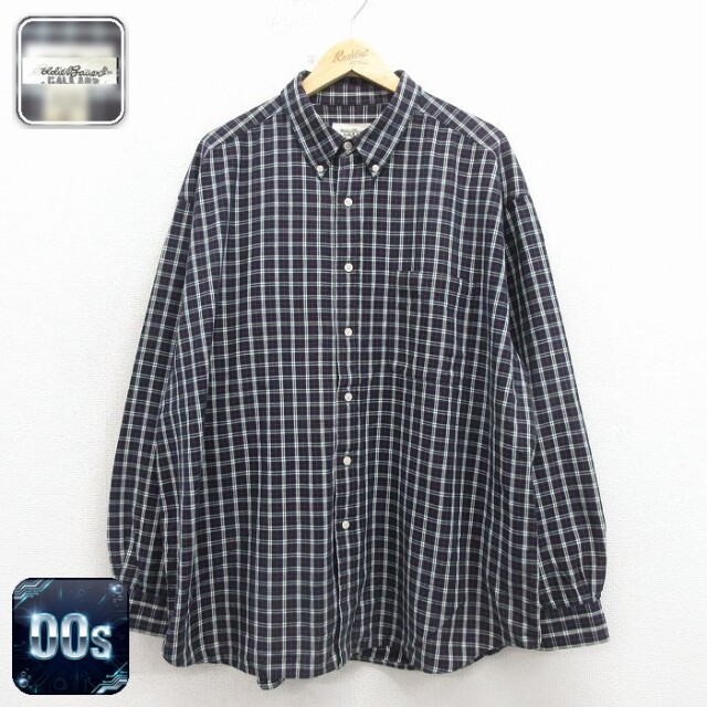 【20%OFF】エディーバウアー 00s 長袖シャツ ネイビーチェック メンズXL相当 | 古着