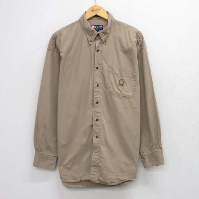 ラルフローレン 90s 長袖シャツ ワンポイントロゴ ベージュ メンズXL相当 | 古着