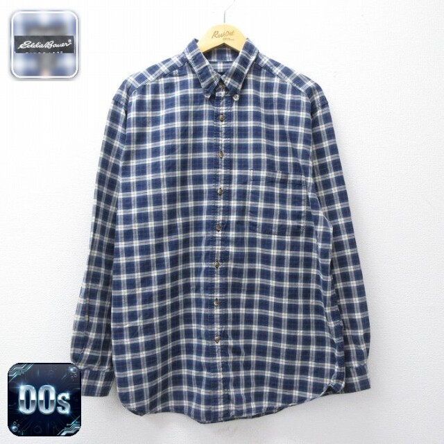 【20%OFF】エディーバウアー 00s 長袖シャツ ネイビーチェック メンズXL相当 | 古着