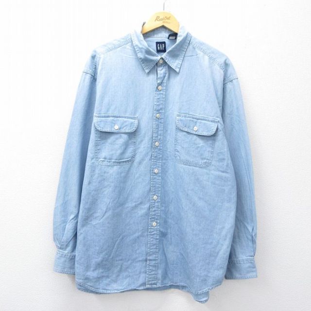 ギャップ 00s 長袖シャツ シャンブレー ネイビー XL | 古着