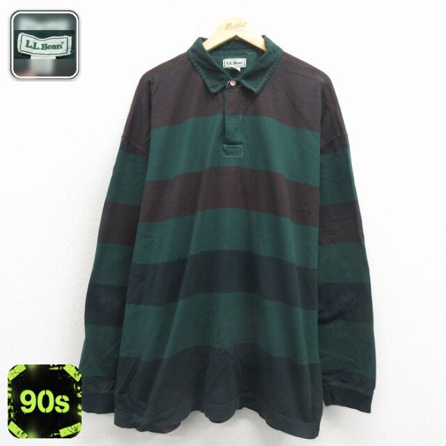 【20%OFF】エルエルビーン 90s ラガーシャツ グリーン メンズXL相当 | 古着