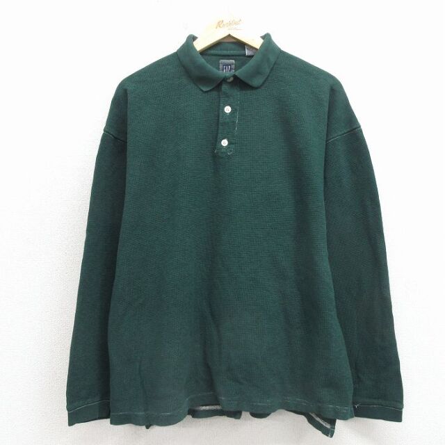 ギャップ 長袖ポロシャツ 鹿の子 グリーン メンズXL相当 | 古着