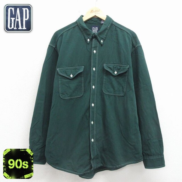 【20%OFF】ギャップ 90s 長袖シャツ グリーン メンズXL相当 | 古着