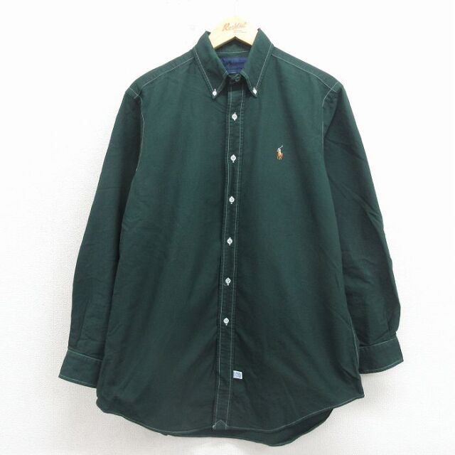 ラルフローレン 90s 長袖シャツ ワンポイントロゴ グリーン メンズXL相当 | 古着