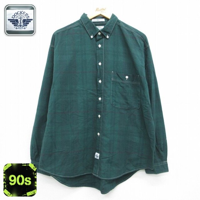 【20%OFF】ドッカーズ 90s 長袖シャツ グリーン メンズXL相当 | 古着