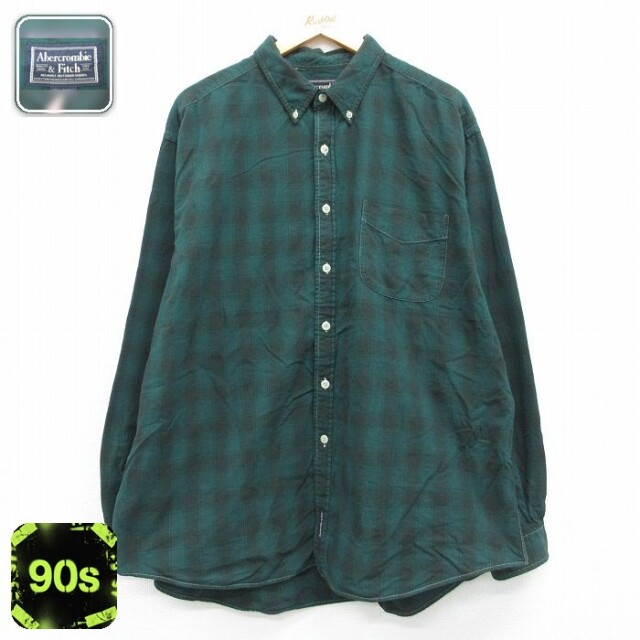【20%OFF】アバクロンビー 90s 長袖シャツ グリーンチェック メンズXL相当 | 古着