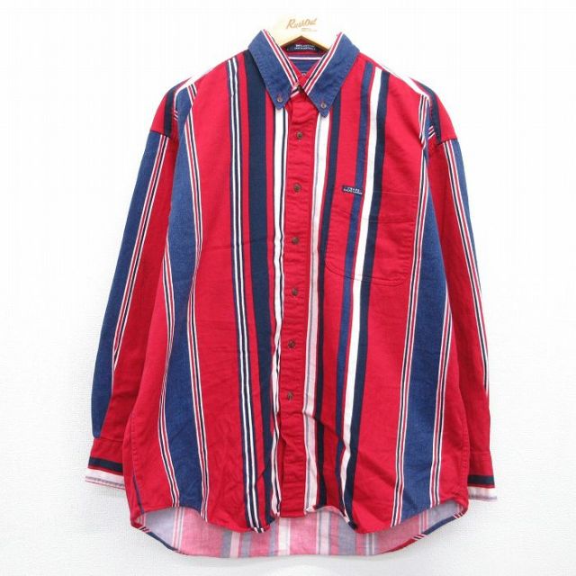 ラルフローレン 90s 長袖シャツ ストライプ レッド メンズXL相当 | 古着