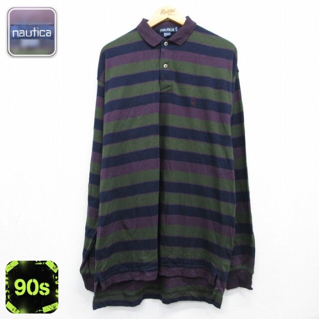 【20%OFF】ノーティカ 90s 長袖ポロシャツ ワンポイントロゴ グリーン メンズXL相当 | 古着