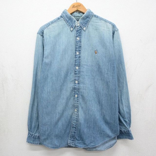ラルフローレン 90s 長袖シャツ ワンポイントロゴ ネイビー メンズXL相当 | 古着