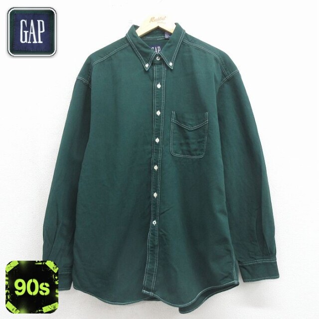 【20%OFF】ギャップ 90s 長袖シャツ グリーン メンズXL相当 | 古着