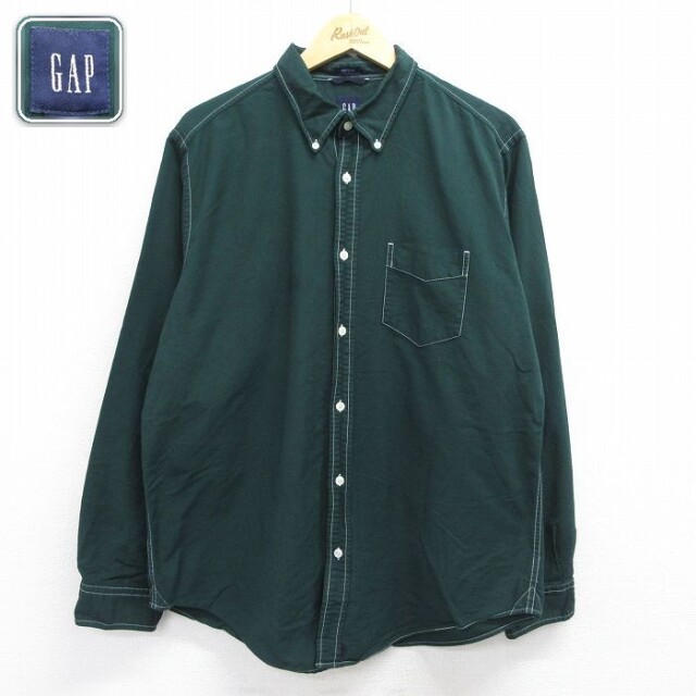 【20%OFF】ギャップ 長袖シャツ オックスフォード グリーン メンズXL相当 | 古着