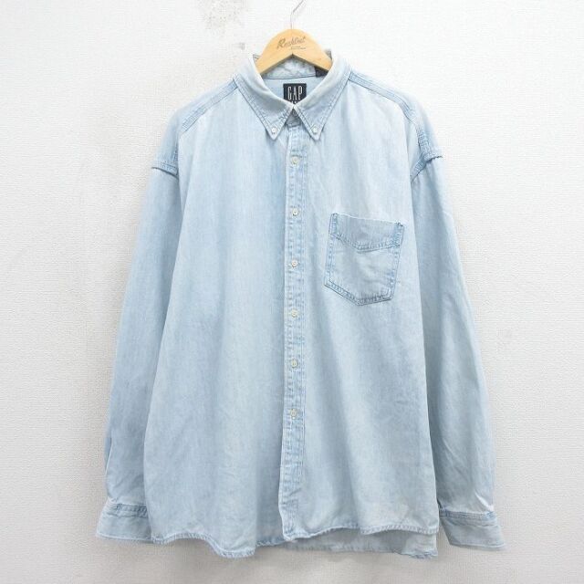 ギャップ 90s 長袖シャツ ネイビー メンズXL相当 | 古着