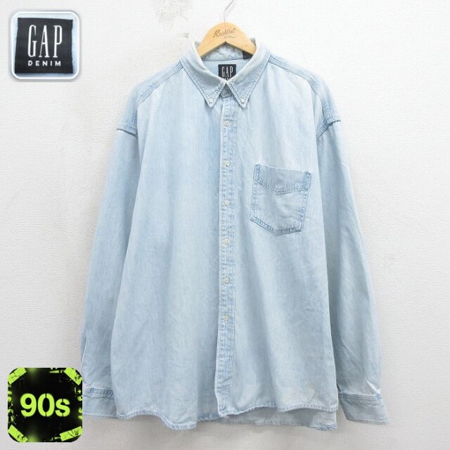 【20%OFF】ギャップ 90s 長袖シャツ ネイビー メンズXL相当 | 古着