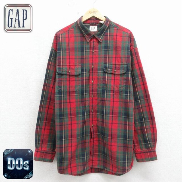 【20%OFF】ギャップ 00s 長袖シャツ チェック レッド メンズXL相当 | 古着