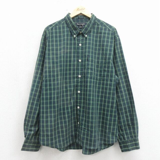 アバクロンビー 00s 長袖シャツ チェック グリーン XL | 古着