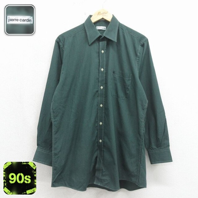 【20%OFF】ピエールカルダン 90s 長袖シャツ グリーン メンズL相当 | 古着