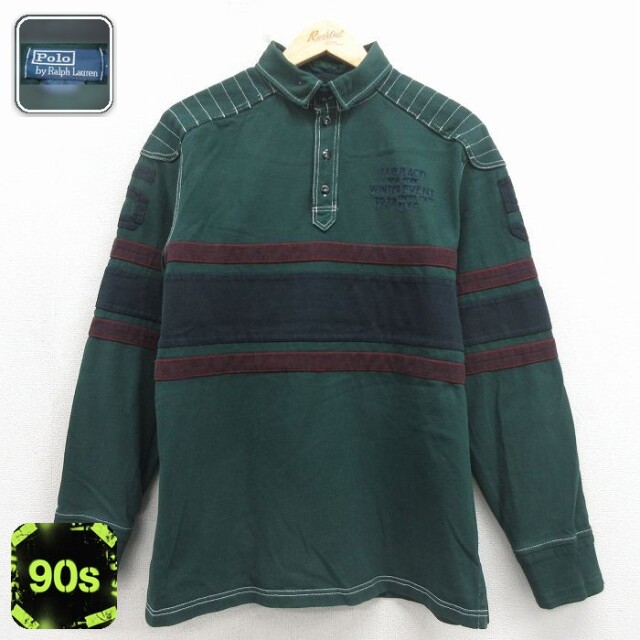 【20%OFF】ラルフローレン 90s 長袖ラガーシャツ LAKE グリーン メンズL相当 | 古着