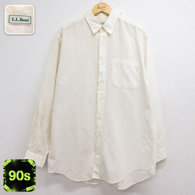 【20%OFF】エルエルビーン 90s 長袖シャツ ベージュ メンズXL相当 | 古着