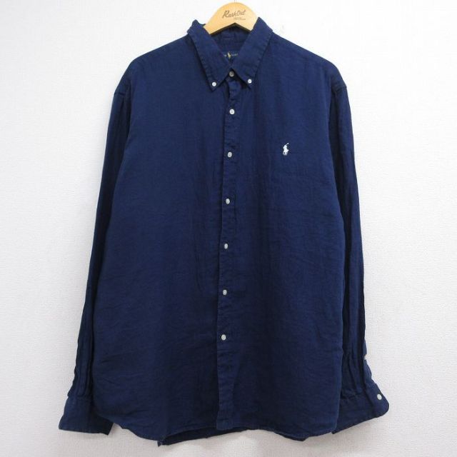 古着通販 XL☆古着 ラルフローレン 長袖 ブランド シャツ メンズ ワン