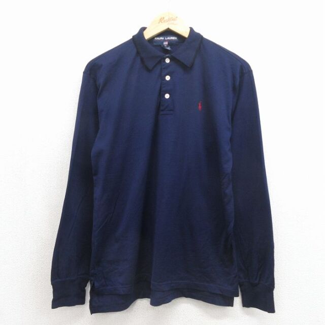 ラルフローレン 90s 長袖ポロシャツ ワンポイントロゴ ネイビー メンズM相当 | 古着