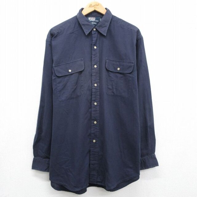 ラルフローレン 90s 長袖シャツ WHITFIELD ネイビー メンズXL相当 | 古着