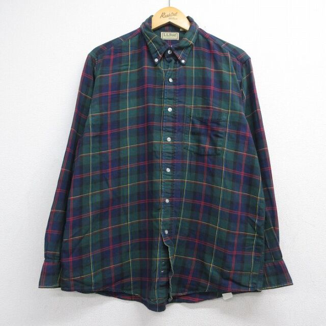 エルエルビーン 90s 長袖シャツ グリーンチェック メンズXL相当 | 古着