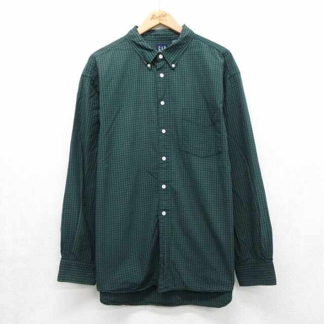 00's オールドギャップ コットンチェックシャツ 緑 XL 古着通販 XL☆古着 ギャップ GAP 長袖 ブランド シャツ メンズ 00年代