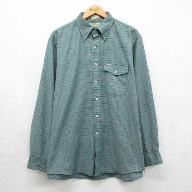 エルエルビーン 80s 長袖シャツ グリーンチェック メンズXL相当 | 古着