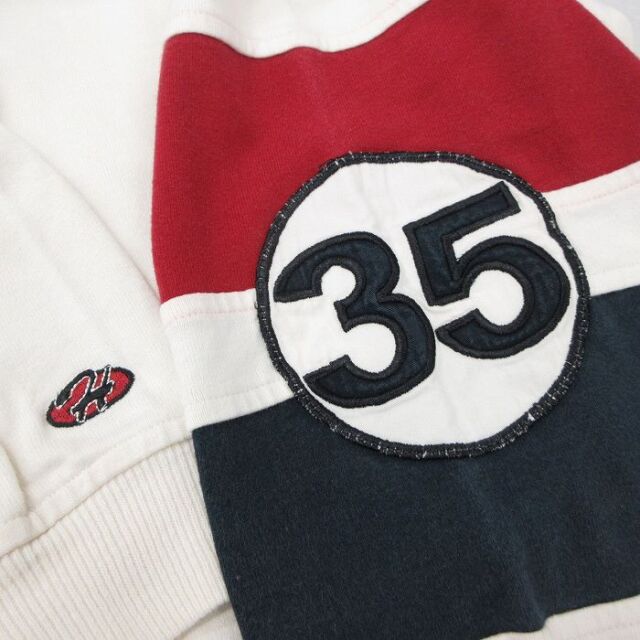 トミーヒルフィガー 90s ラガーシャツ 極厚コットン L 紺 刺繍 輸入 古着 古着通販 L☆古着 トミーヒルフィガー 長袖 ブランド ラガー シャツ