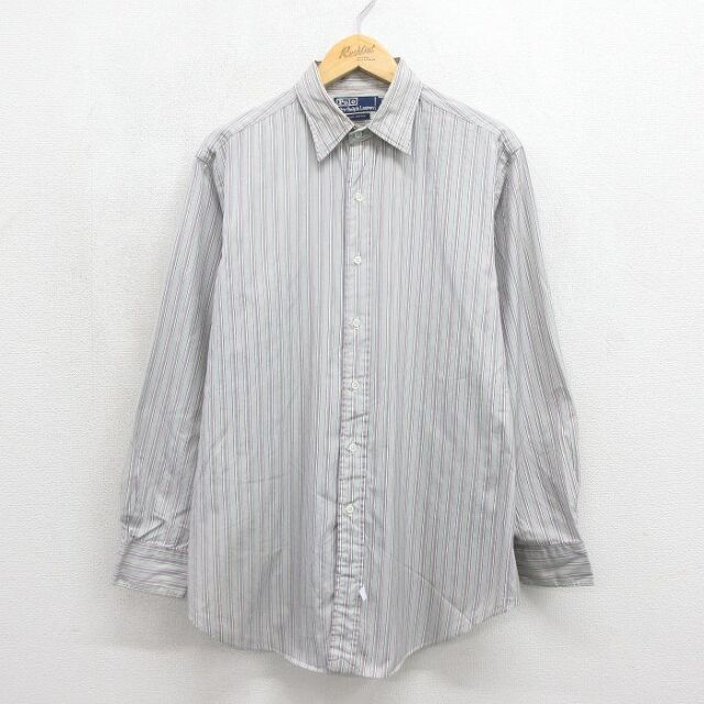 ラルフローレン 90s 長袖シャツ ストライプ グレー メンズXL相当 | 古着