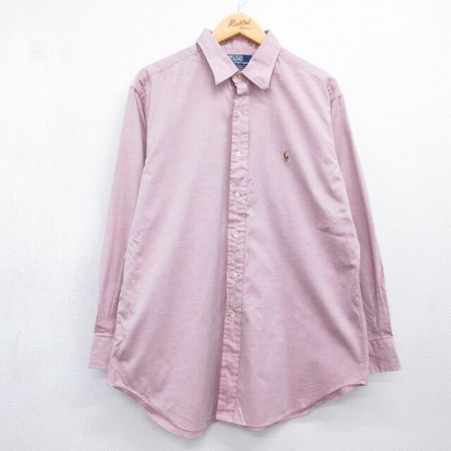 ラルフローレン 90s 長袖シャツ ワンポイントロゴ ピンク メンズXL相当 | 古着