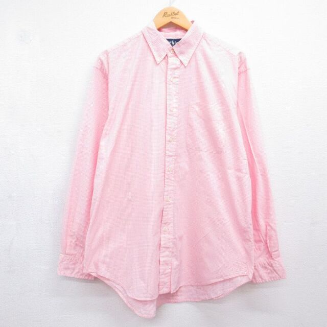 ラルフローレン 90s 長袖シャツ BERTRANDチェック ピンク メンズXL相当 | 古着